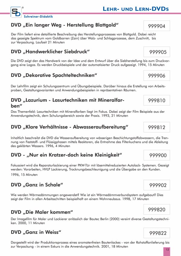 Datenblatt Lehr- und Lern-DVDs